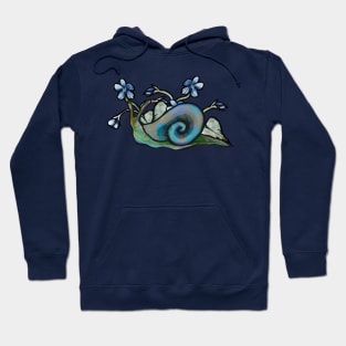 Blue Snail and Flowers Hoodie